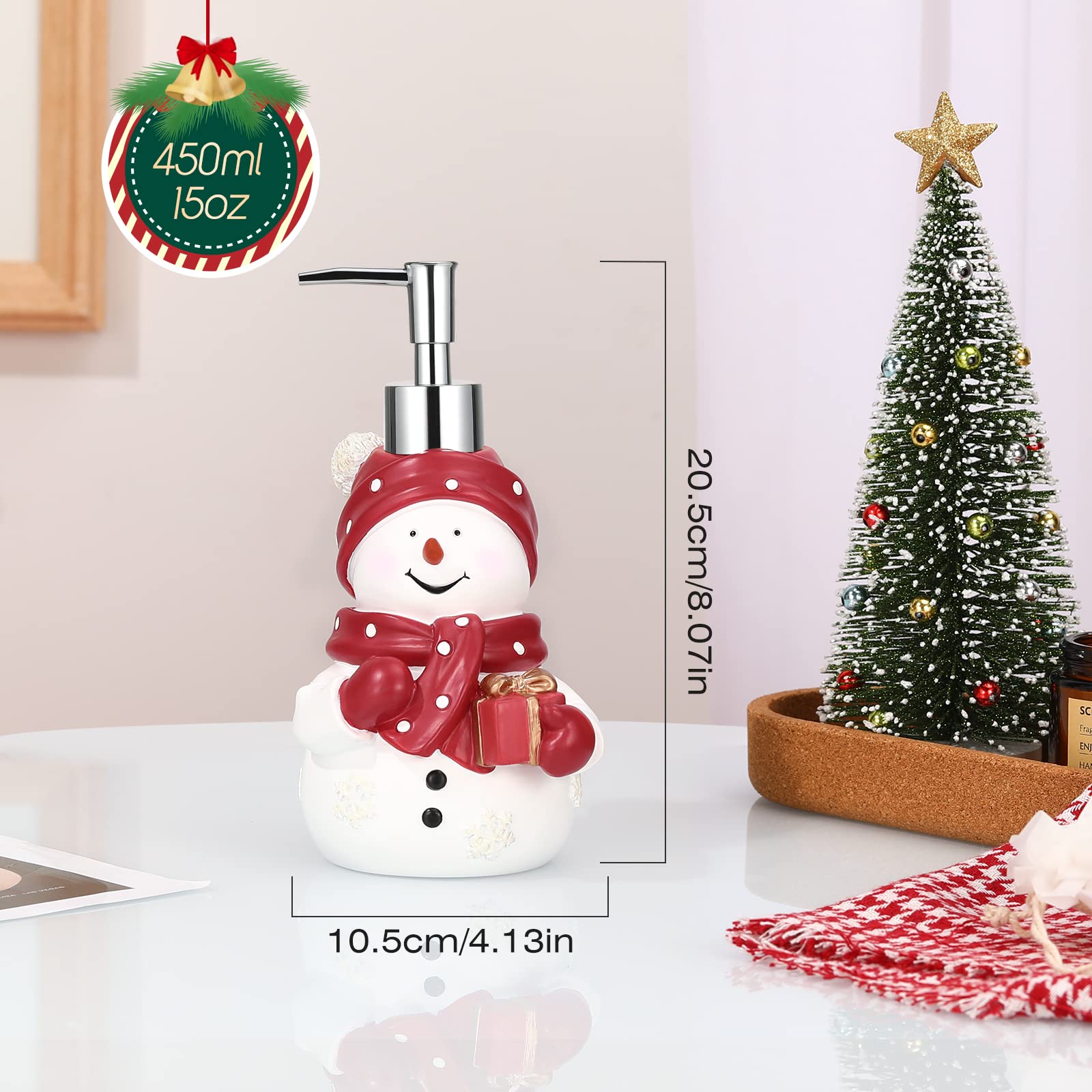 Luxspire snowman on bathroom counter creating seasonal decor and practicality