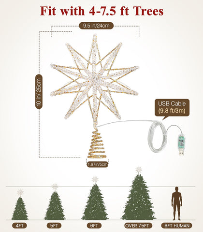 Luxspire size comparison on tabletop showing scale for 4–7.5 ft trees