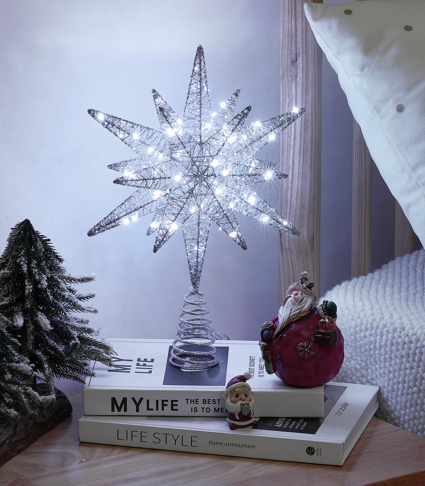 Luxspire star as a tabletop display in a living room providing festive decor benefit