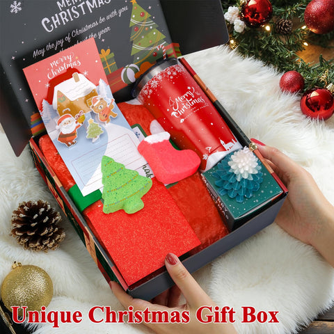 LUXULISH Santa hat and Christmas socks laid out, add playful holiday style and warmth