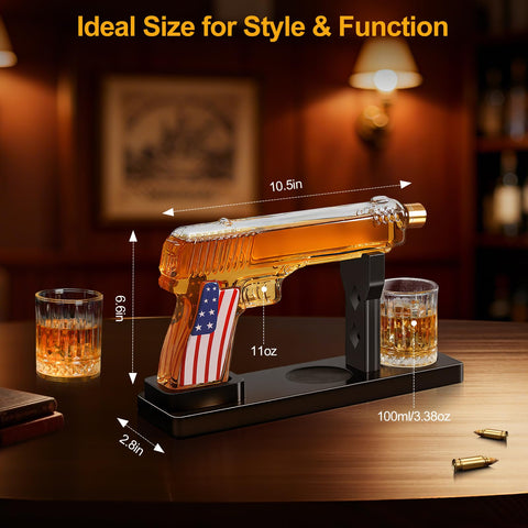 LUXULISH decanter beside glassware to show scale and capacity at a glance