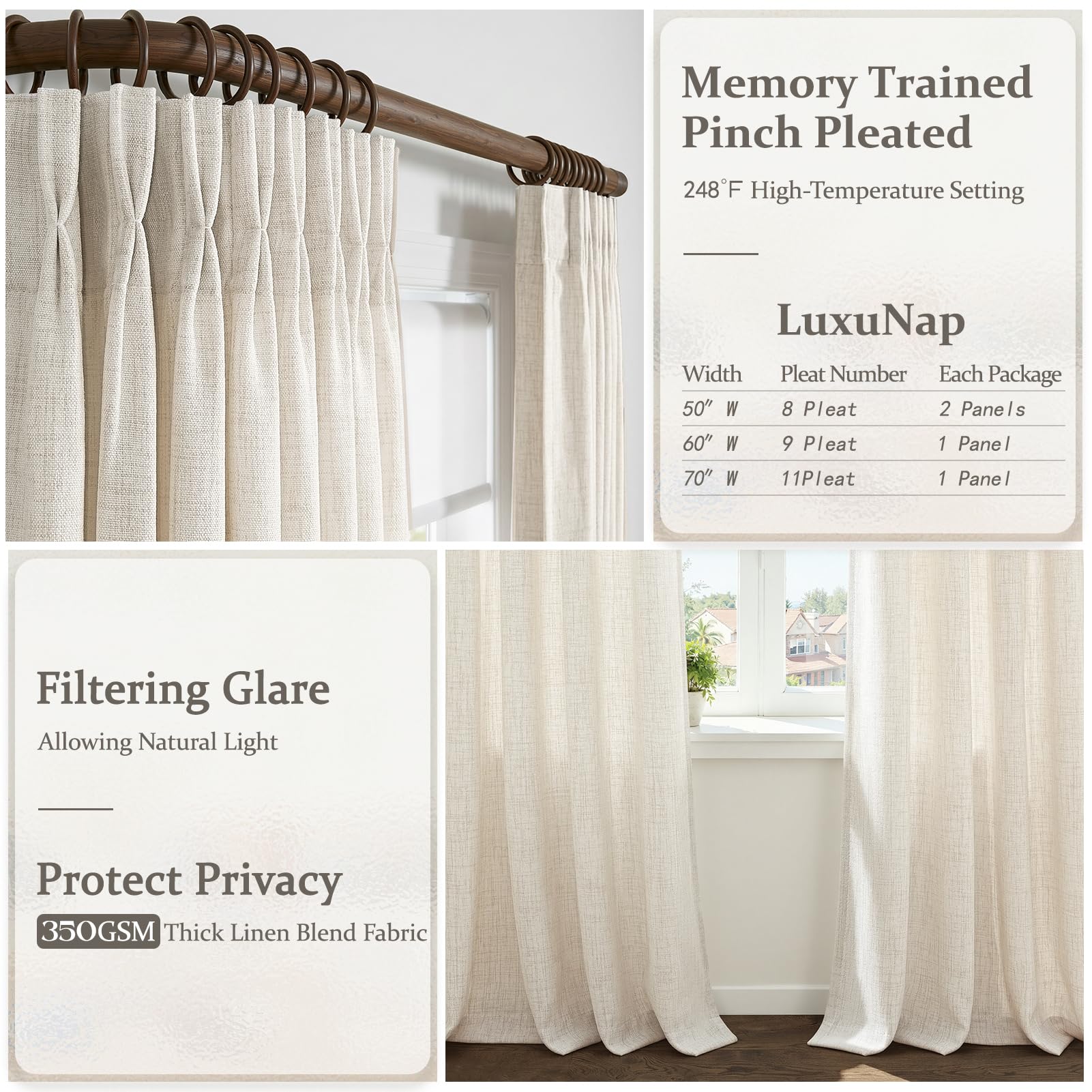 LuxuNap fabric texture shot highlighting 70/30 linen-poly blend and premium 350GSM weight