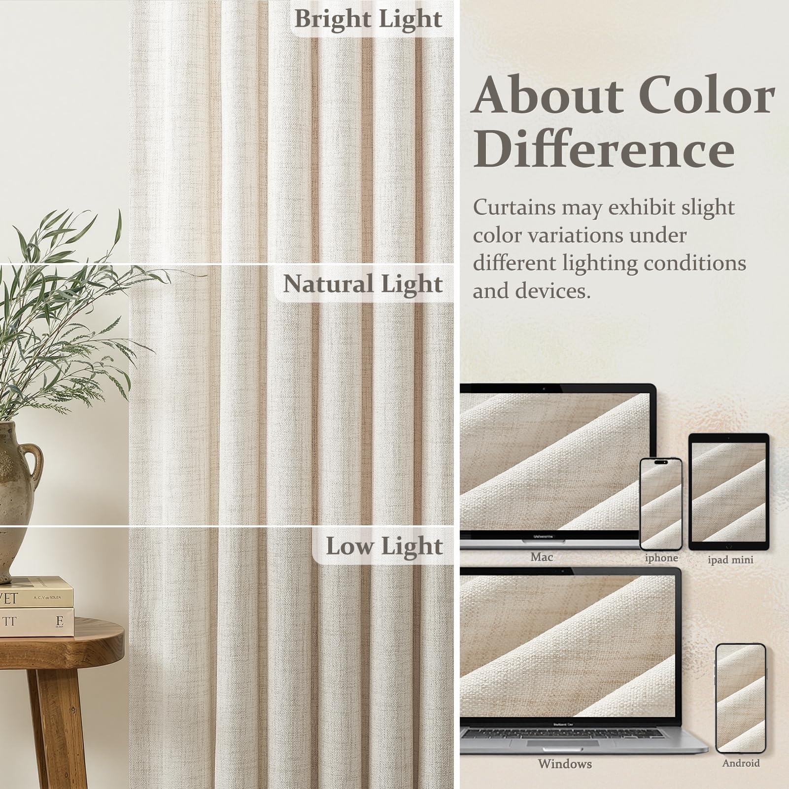 LuxuNap living room scene with curtains installed creating warm filtered light and cozy ambience