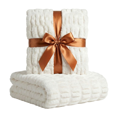 Luxury Concepts front view of folded throw showing ruched elegance and soft comfort