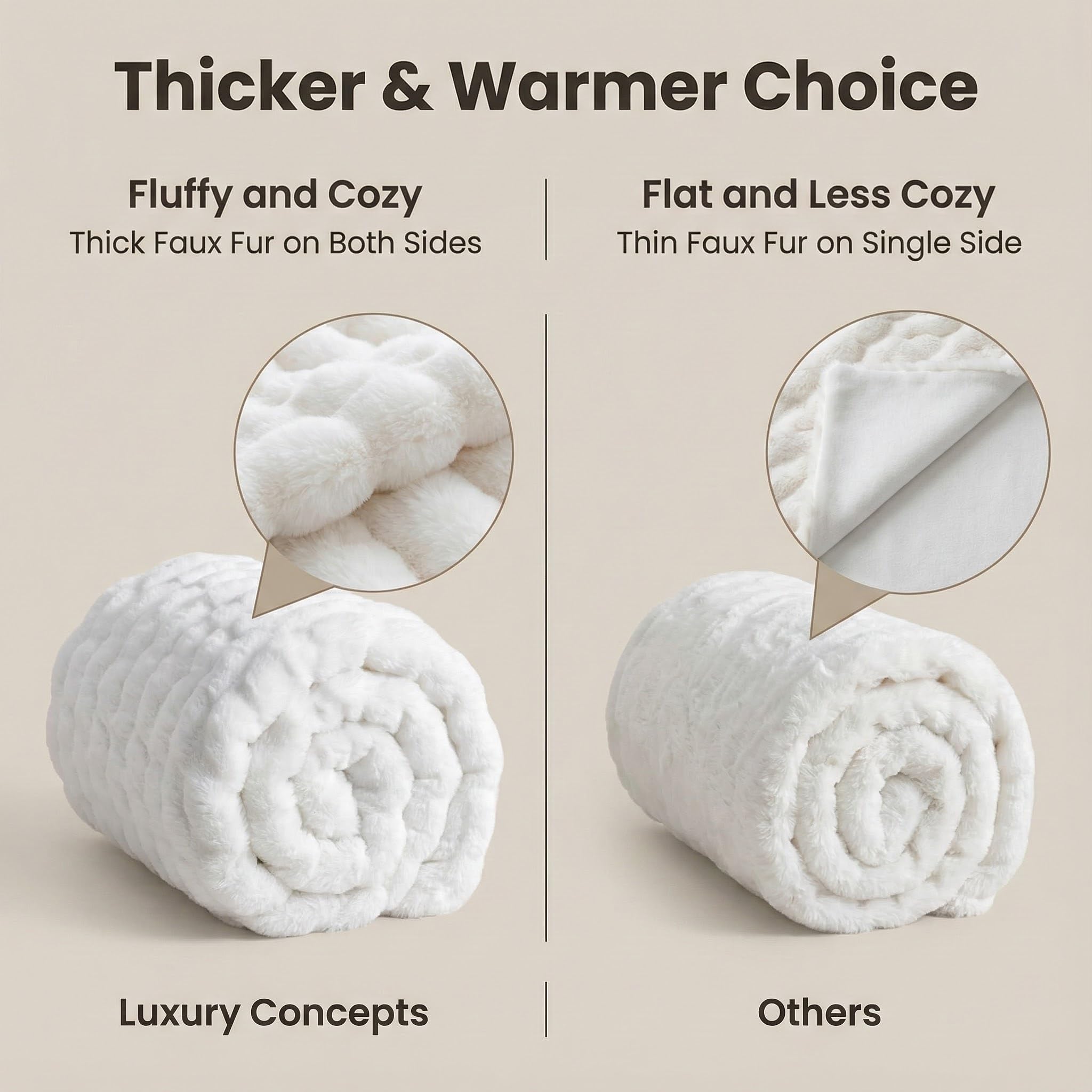 Luxury Concepts throw beside pillow to show 50x60 scale and practical sizing