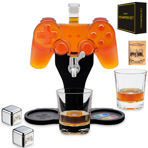 LuxuryBar game controller decanter front view showing gamer design and display appeal