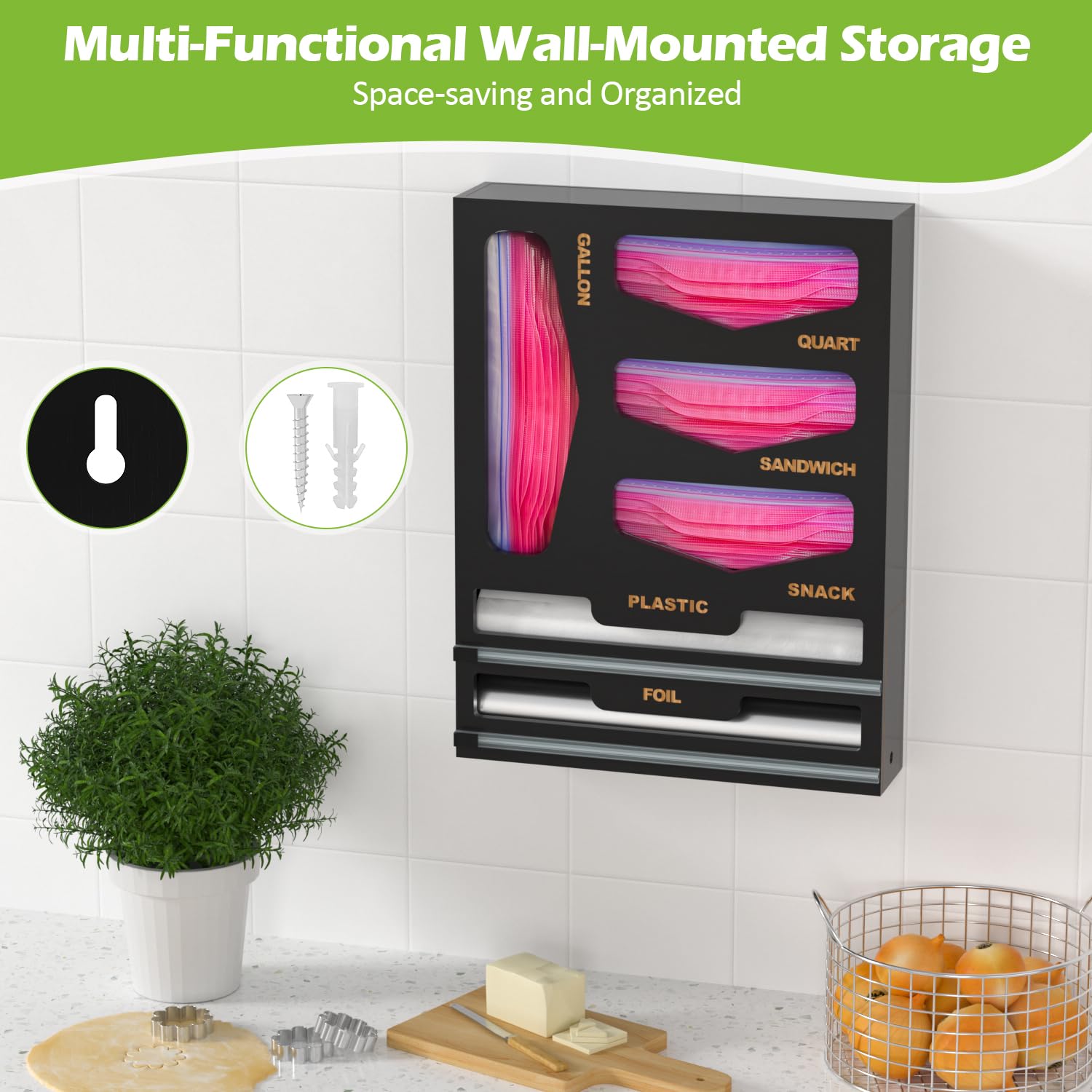 LUYABA on countertop in kitchen providing tidy, stylish storage