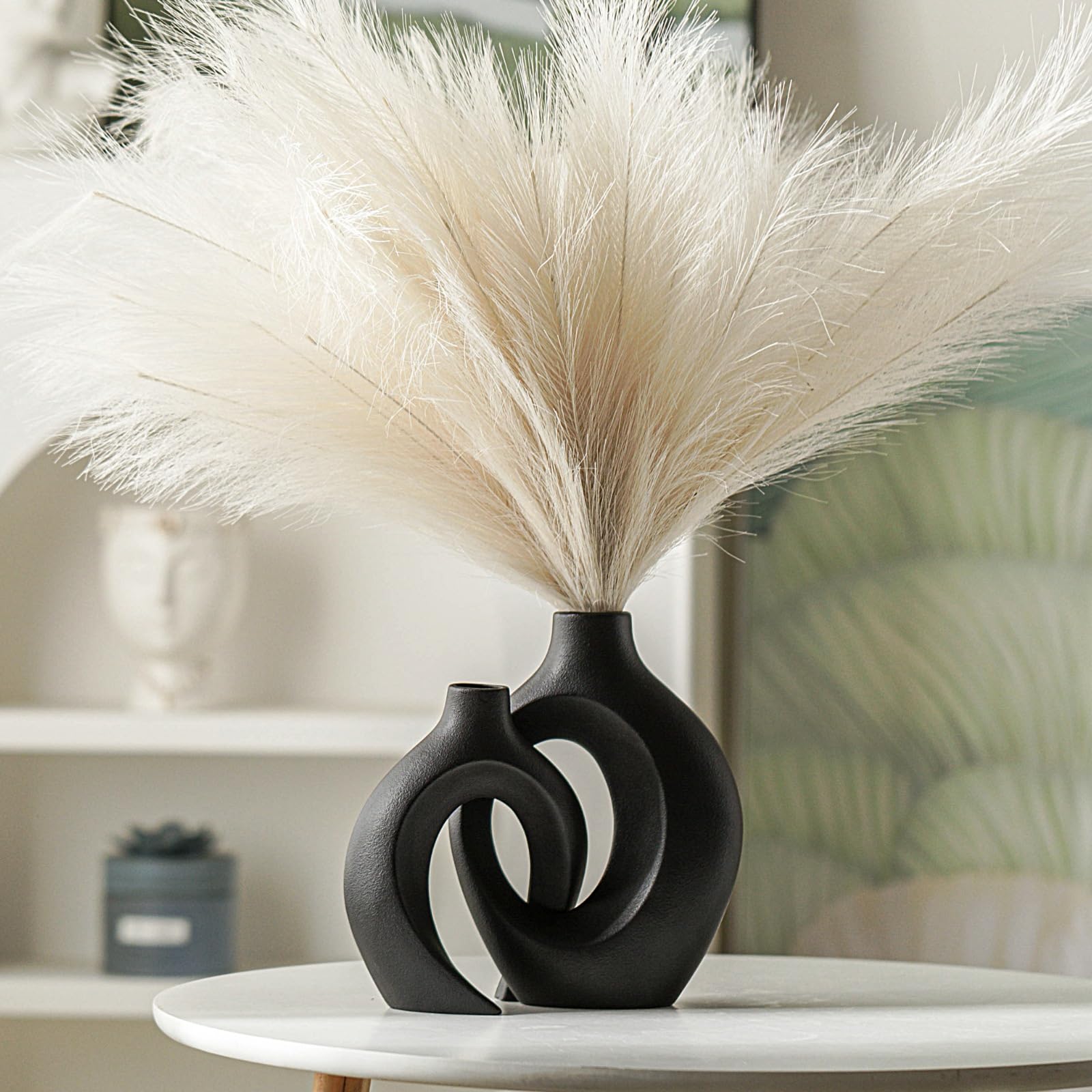 Lvases close view of shorter vase neck opening showing suitability for single stems