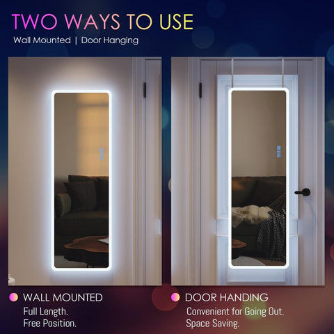 LVSOMT mirror displaying multiple LED colors to set mood and improve visibility