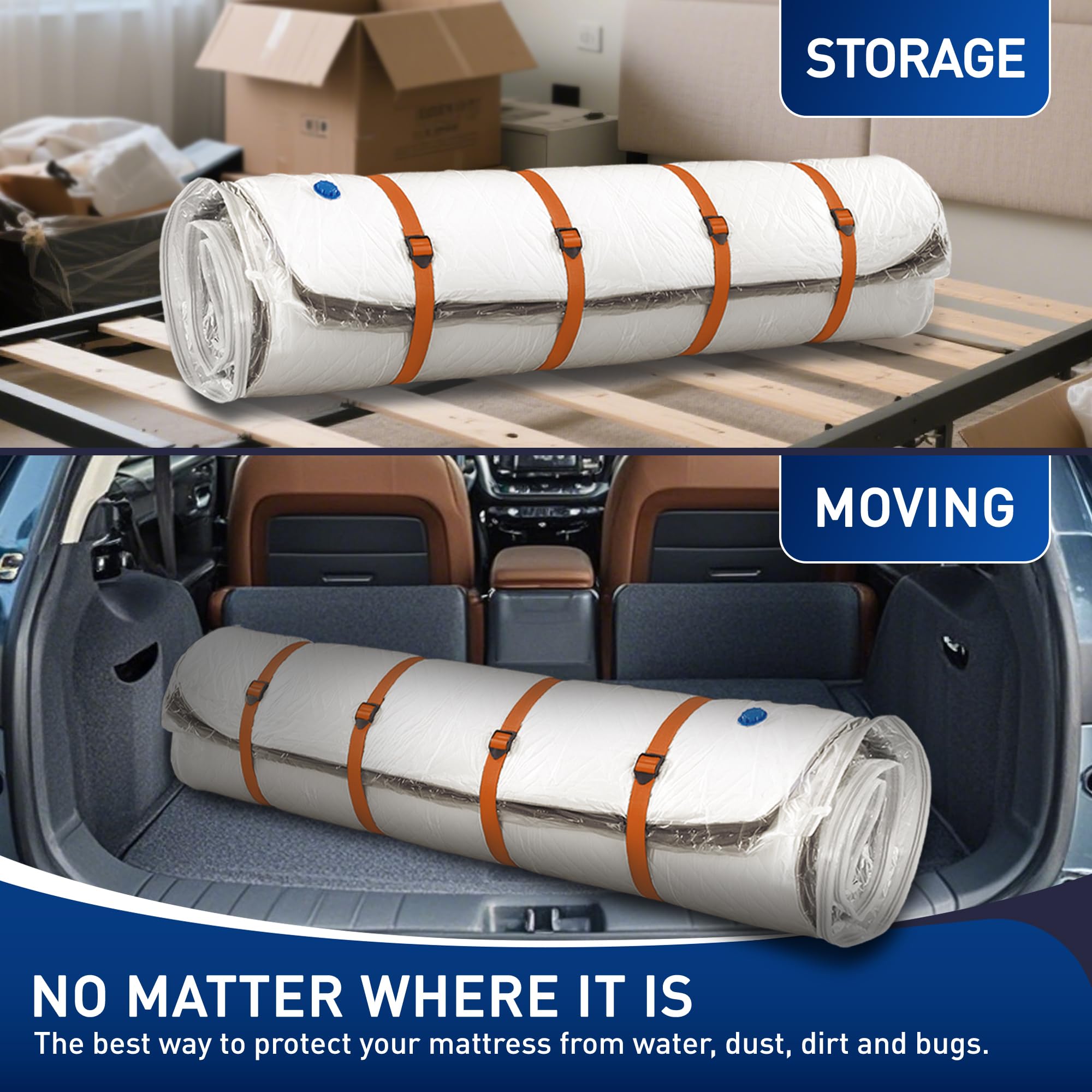 LVYSHOW bagged mattress being loaded into moving truck for clean transport