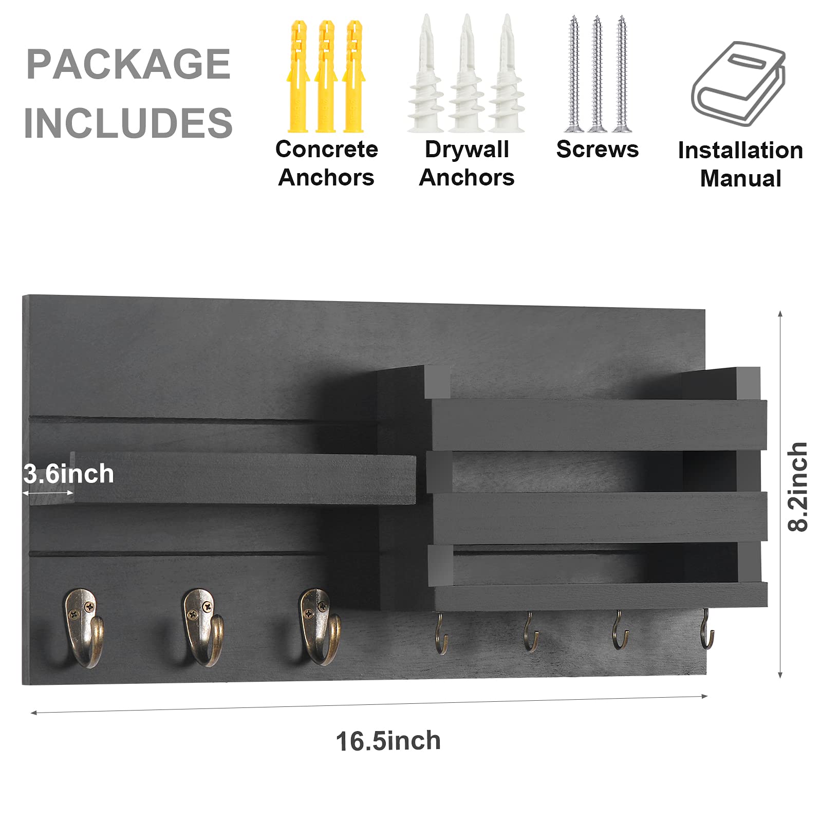 Lwenki organizer in a styled entryway holding coats, leashes and mail for convenience