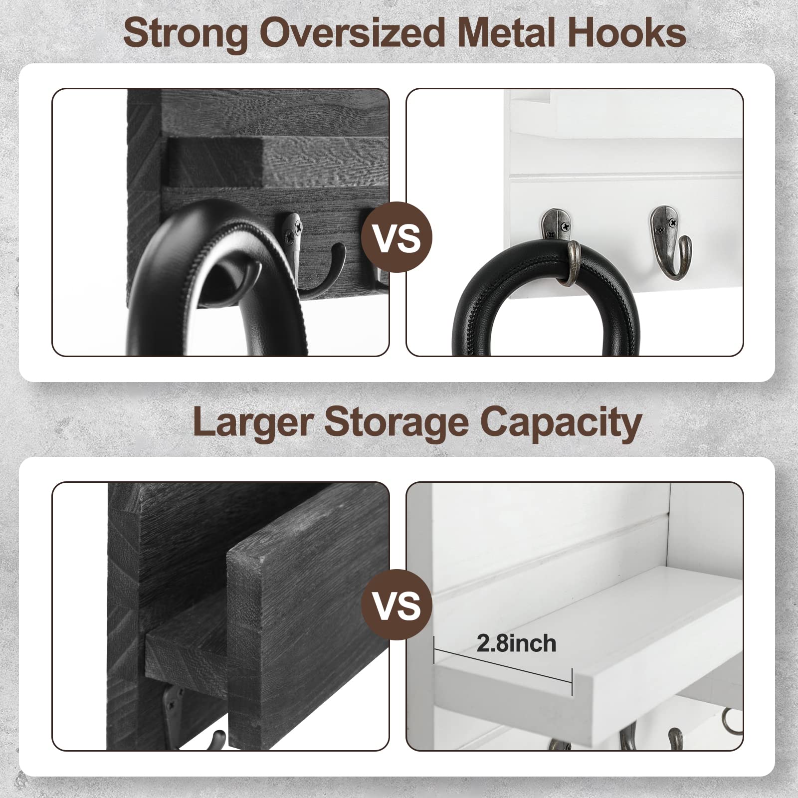 Lwenki closeup of key hooks showing durable metal hooks and quick-access benefit