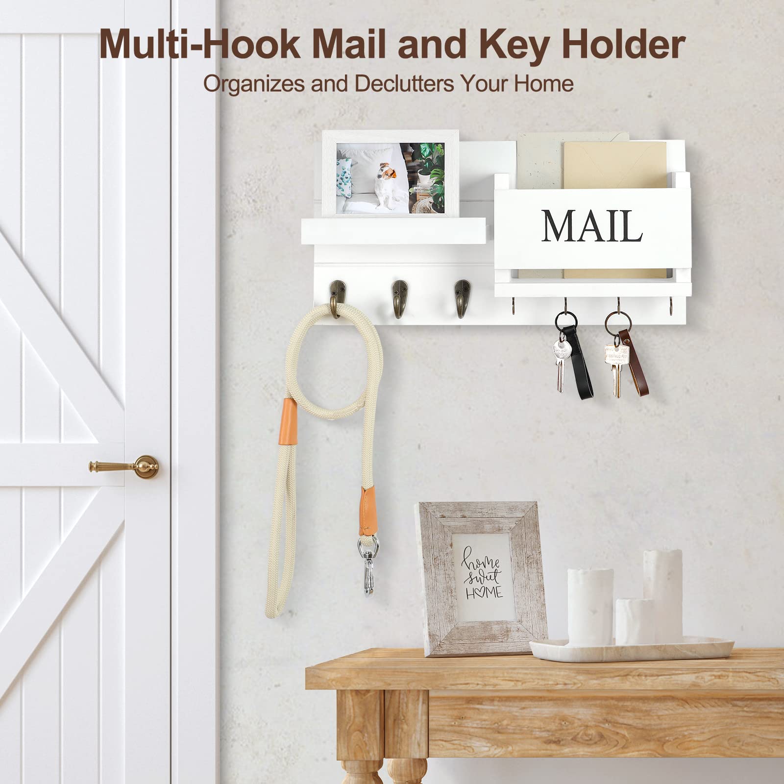 Lwenki lower hooks holding coat and leash offering sturdy hanging support