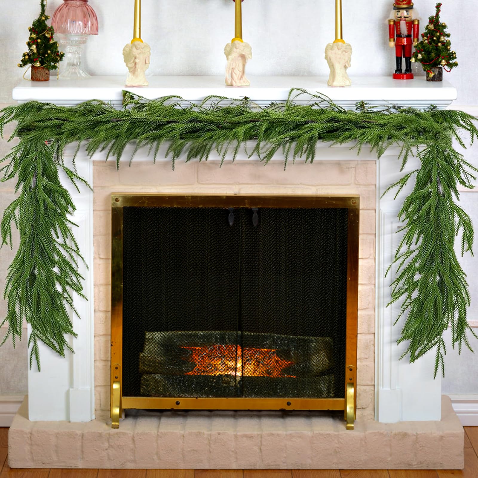 LWuuywa garland displayed on a covered porch providing year-round curb appeal