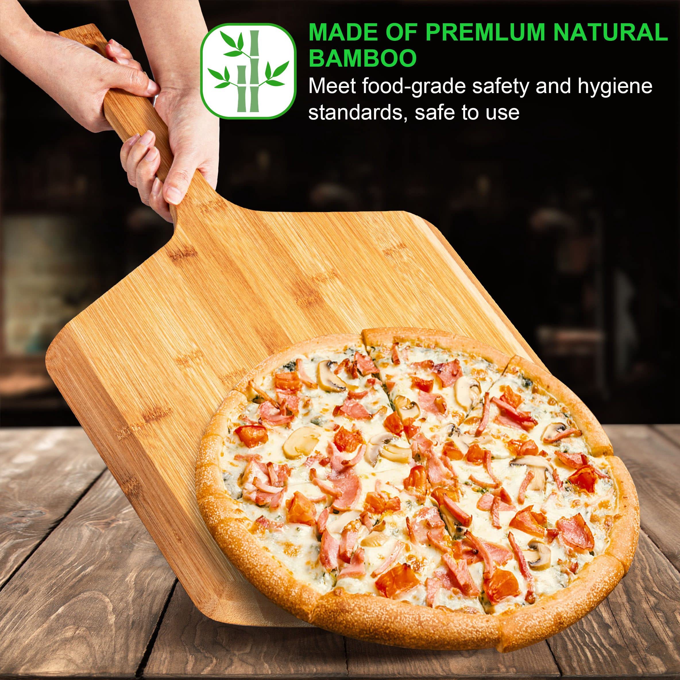 LX LERMX pizza on paddle in oven showing stable transfer and heat resistance benefit