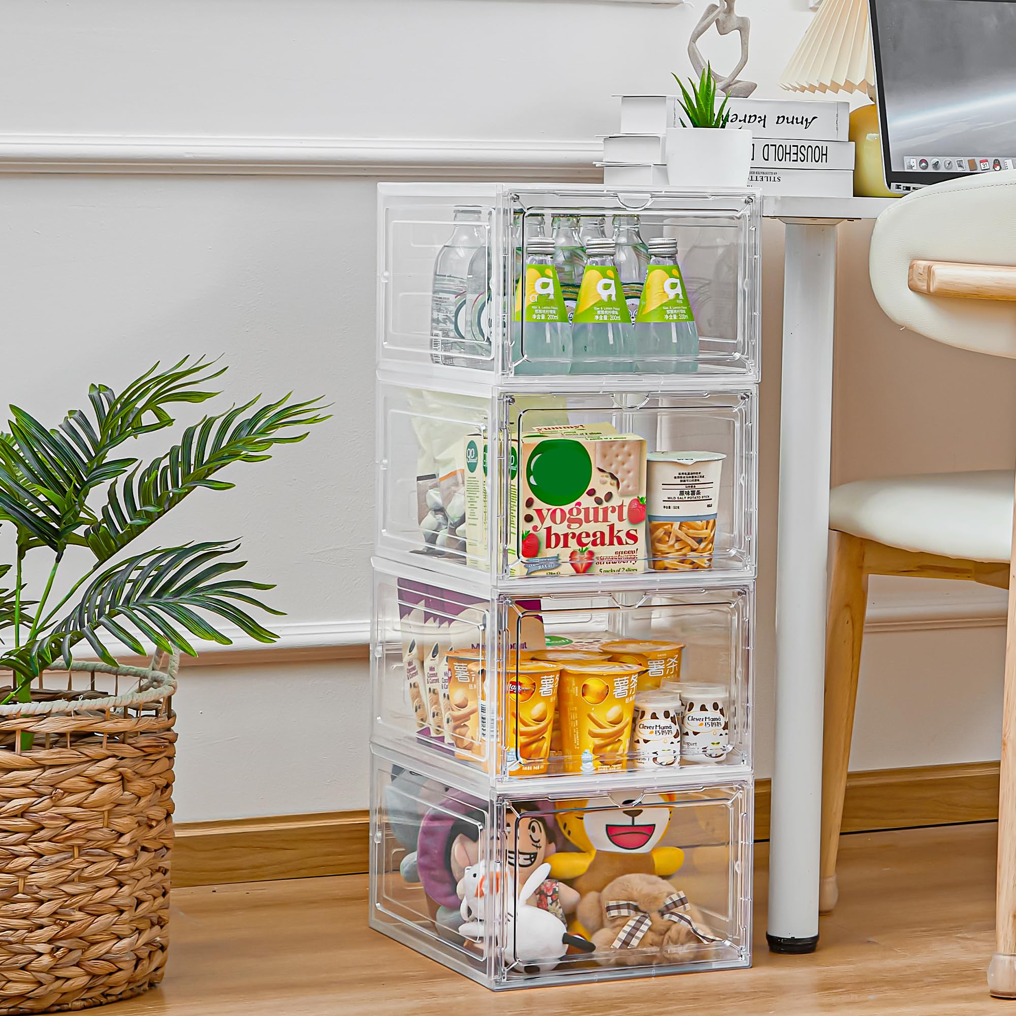 LXLXXL bin with lid removed showing interior capacity for folded clothes and pantry items