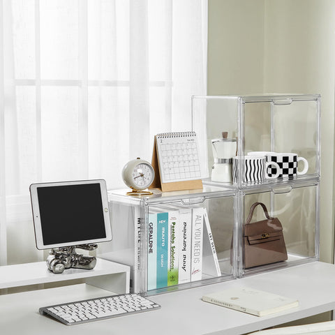 LXLXXL acrylic box with handbag inside demonstrating spacious fit and protective display