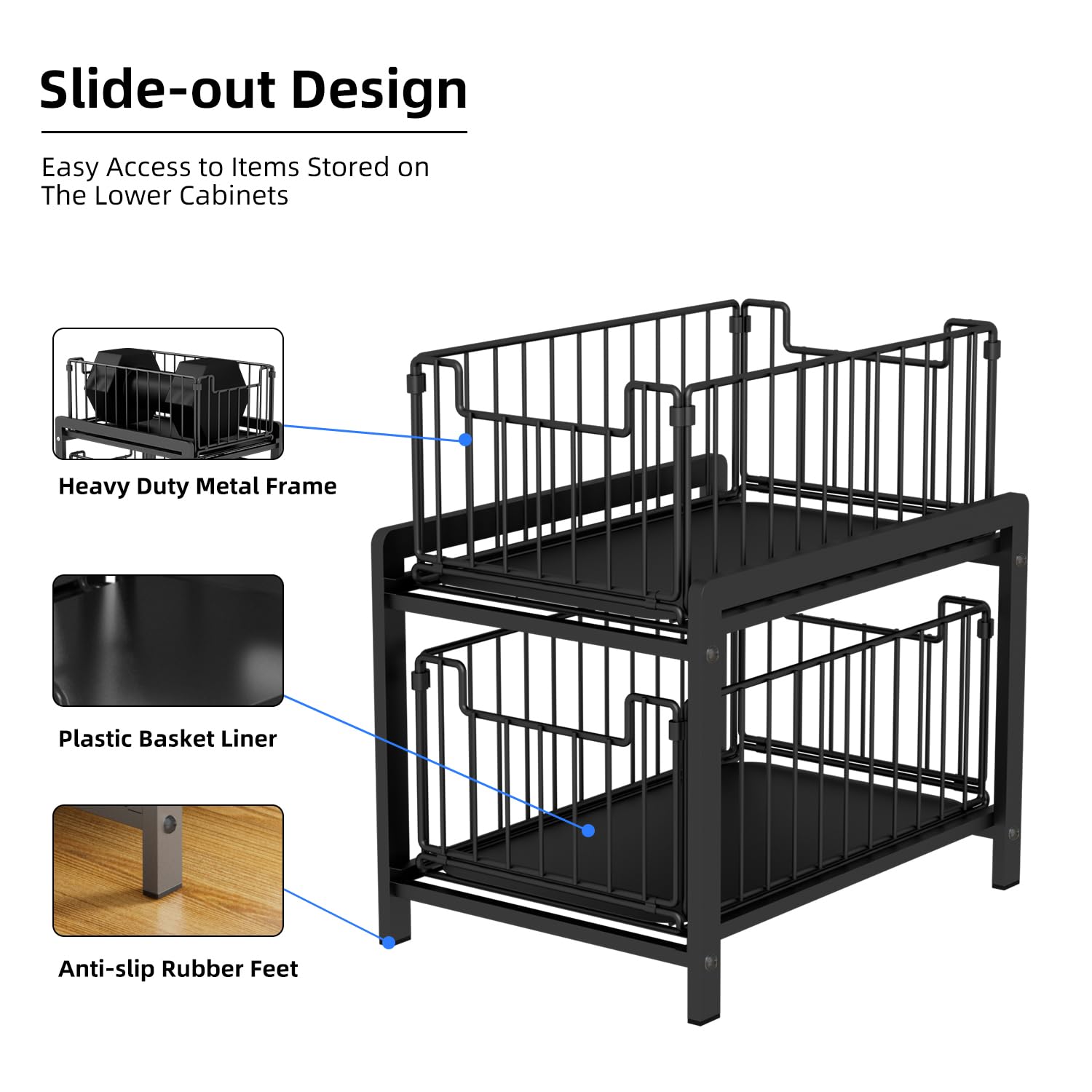 Lxmons side profile showing sliding drawer track and smooth glide for quick retrieval