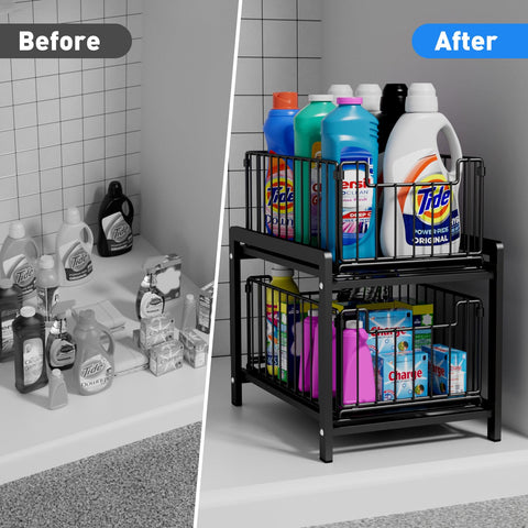 Lxmons installed under sink demonstrating improved accessibility and cabinet order