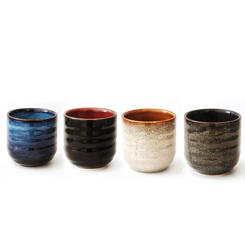 Lxuwbd front view of four-color cup set showing coordinated design and gift appeal