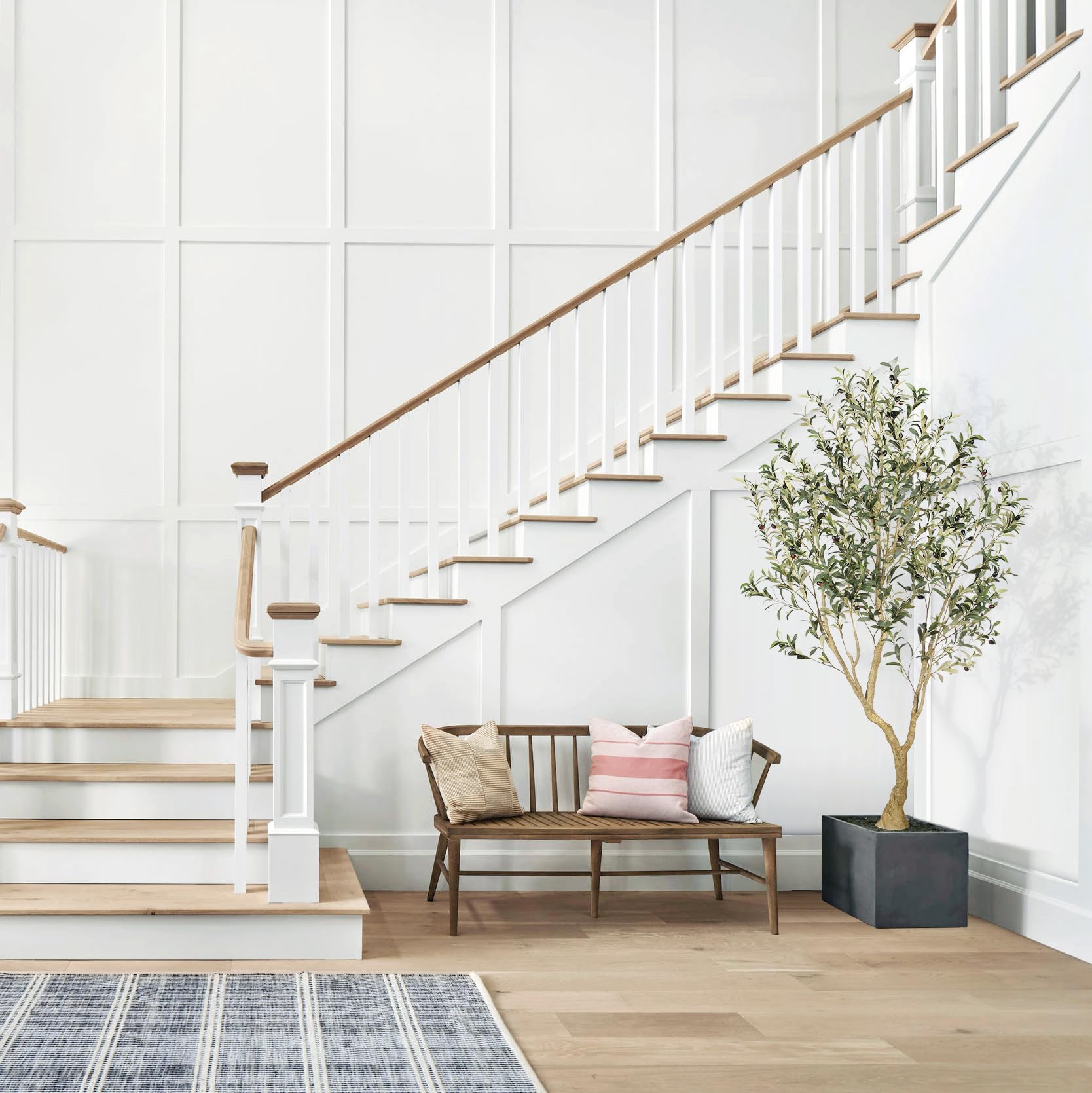LYERSE olive tree staged in living room adding effortless Mediterranean style