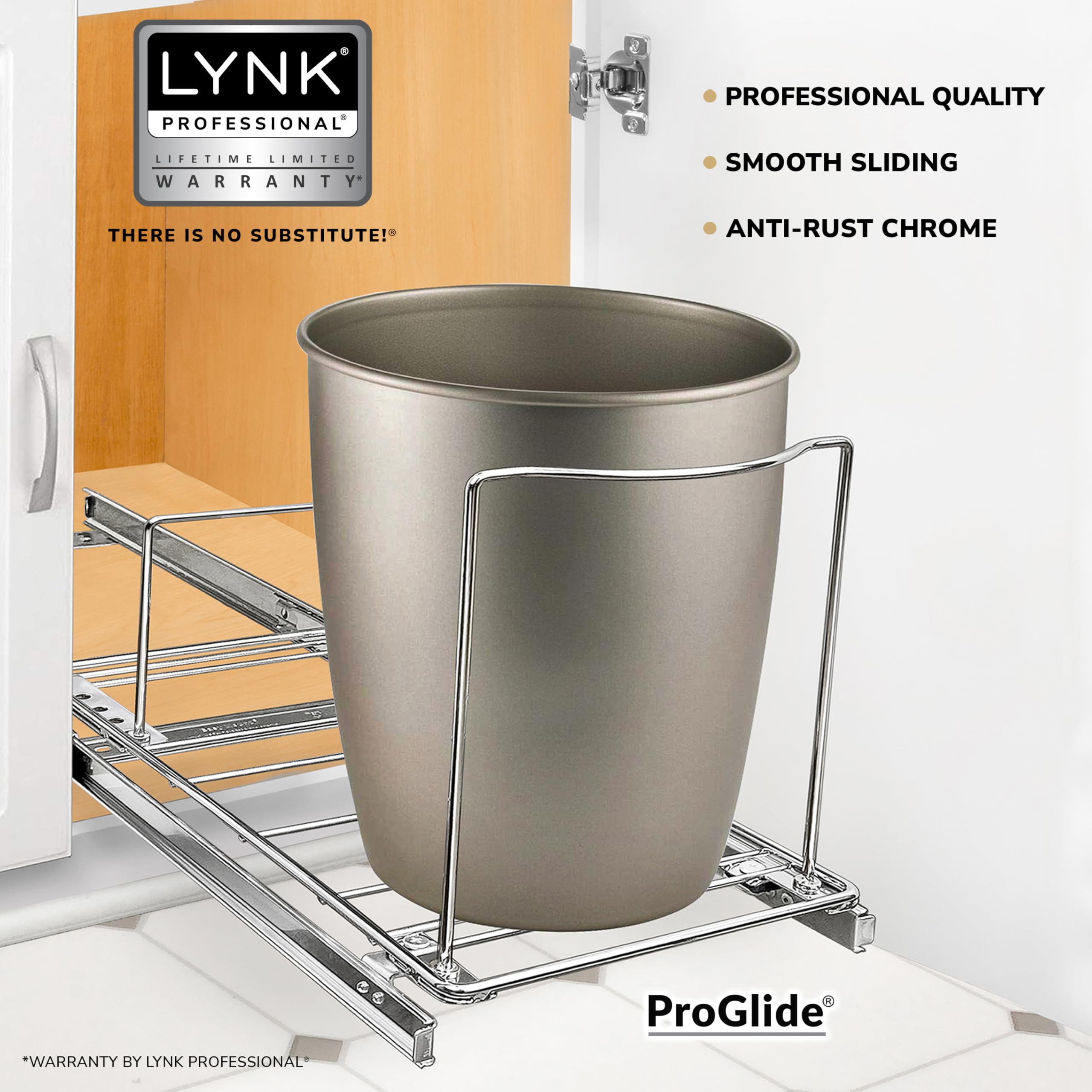 LYNK PROFESSIONAL close up of PROGLIDE undermount glide for smooth sliding