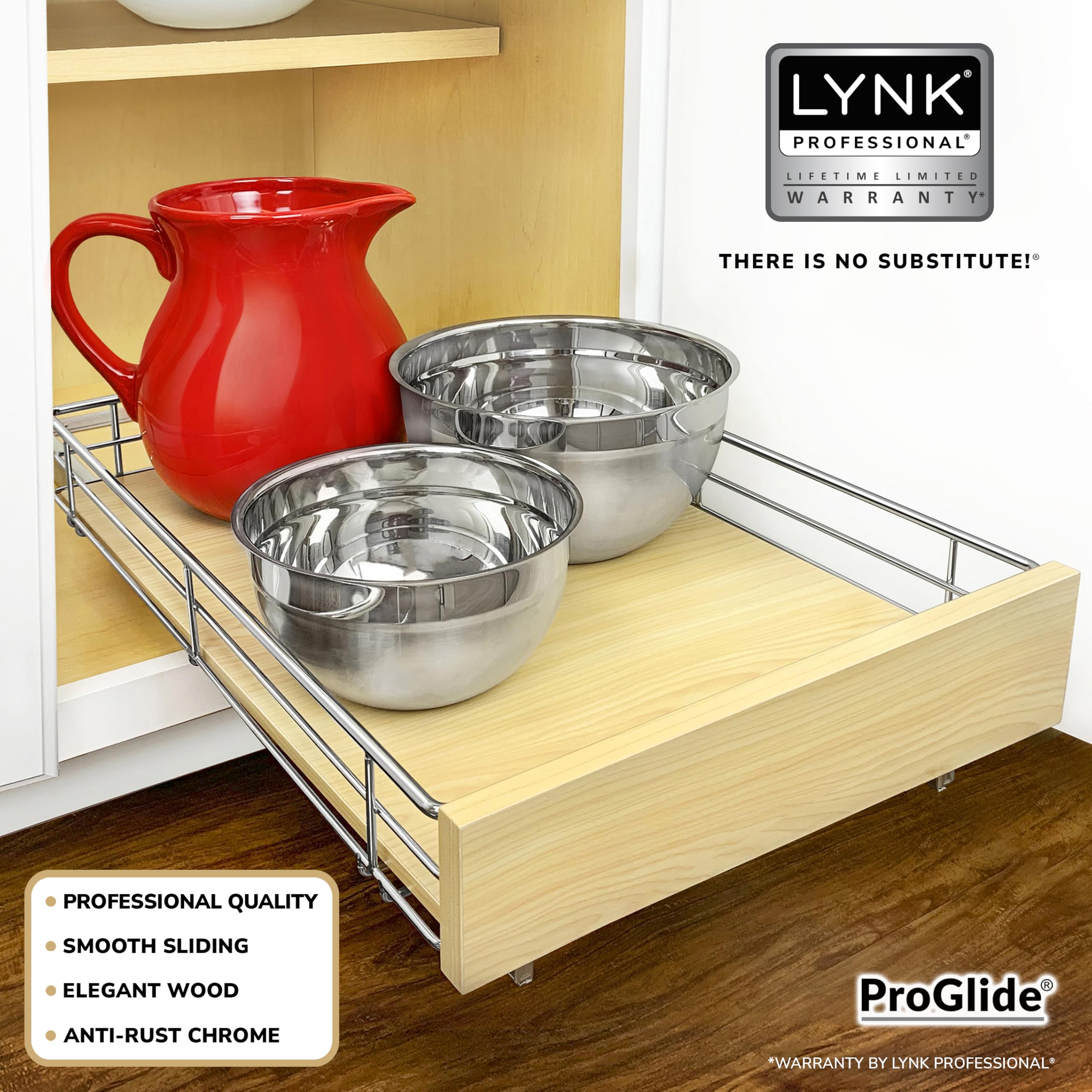 LYNK PROFESSIONAL open drawer full extension showing easy access benefit: quick reach to stored items