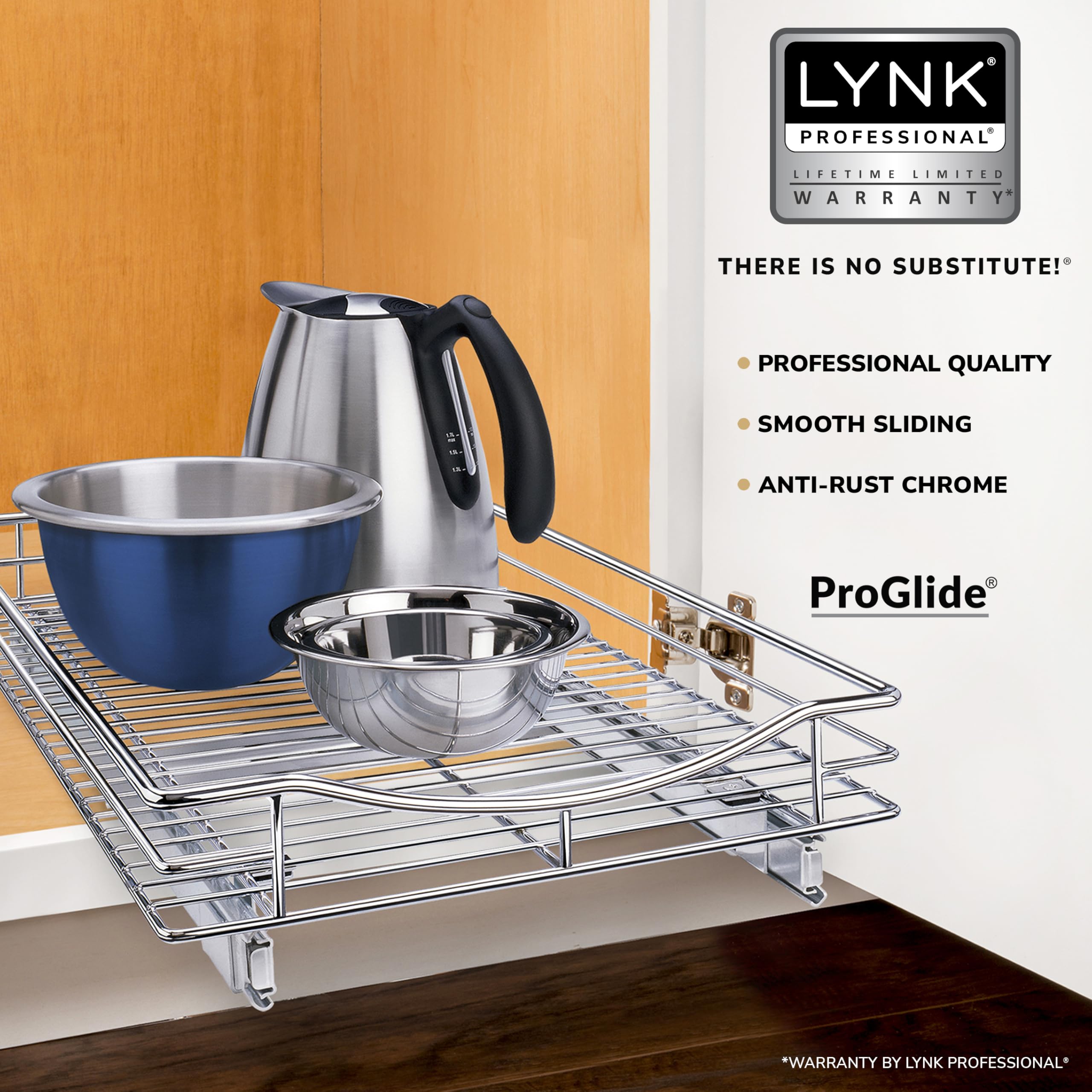 LYNK PROFESSIONAL under-mounted PROGLIDE glide close-up showing smooth, heavy-duty motion benefit