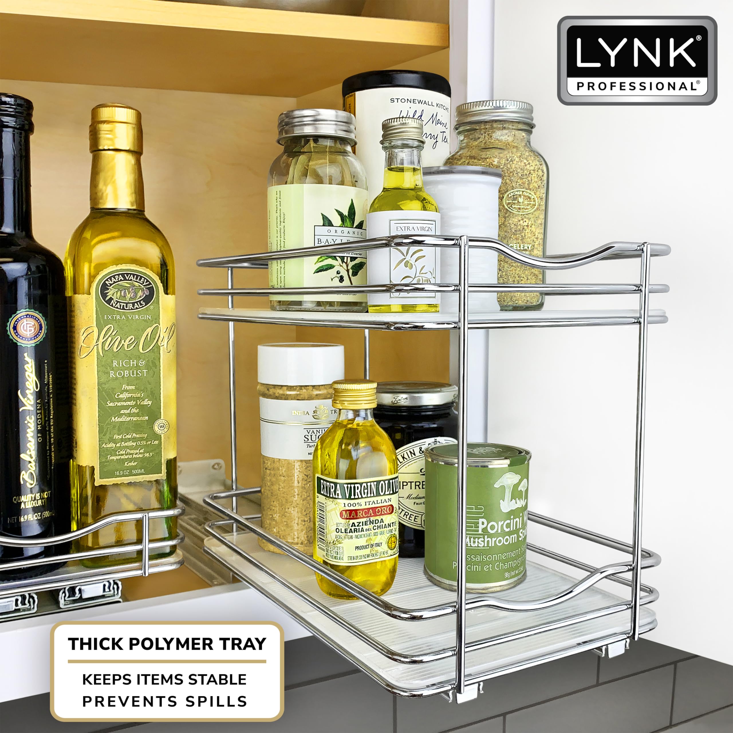 LYNK PROFESSIONAL spice rack loaded with jars for fast selection and visibility