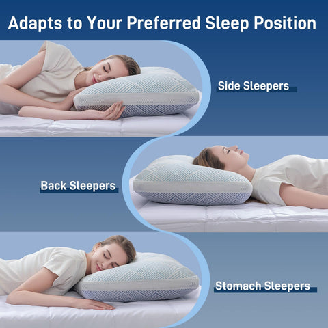 Lyralith pillows styled on a bed highlighting adjustable comfort for sleepers