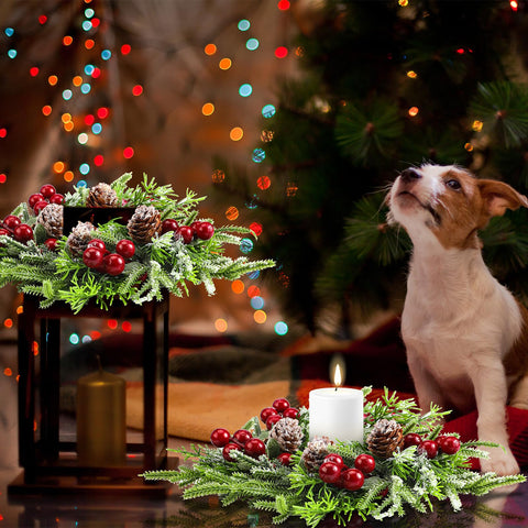 Lyrow mantel display with rings and lights, adds layered seasonal charm benefit