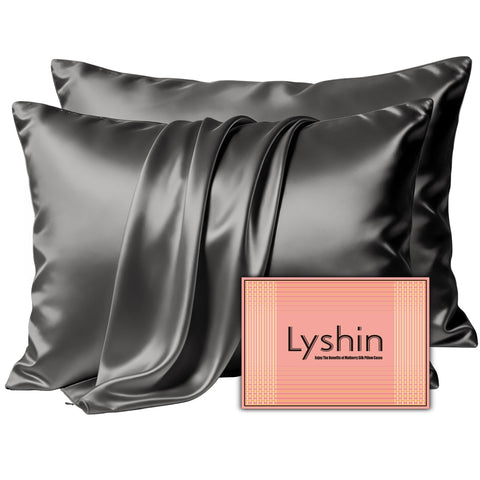 LYSHIN front packaging dark grey showing two pillowcases and brand benefit