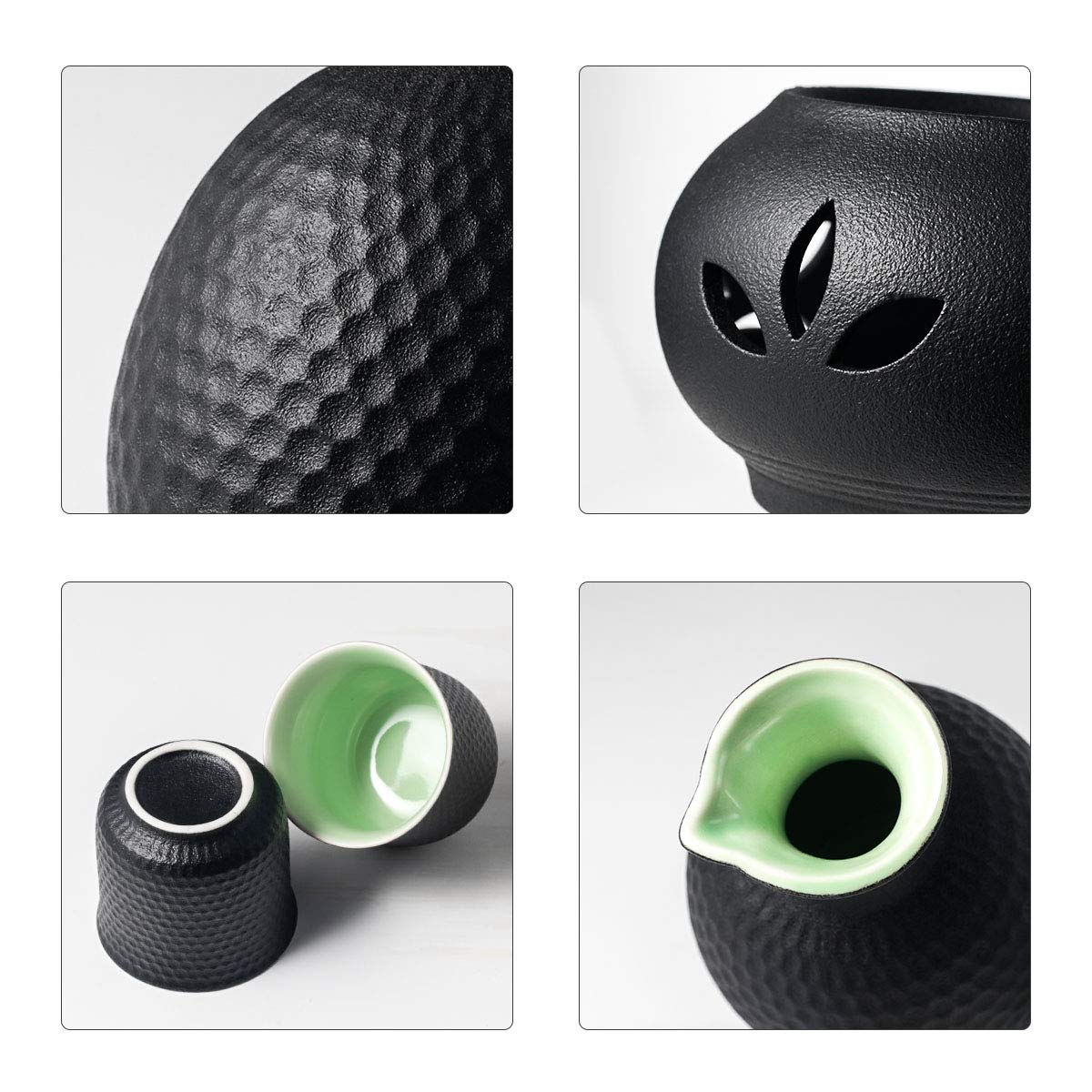 Lyty black pottery texture close-up showing antiskid surface for secure grip