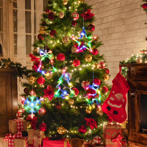 LYUBASA tree silhouette mounted on window at night adding warm festive glow