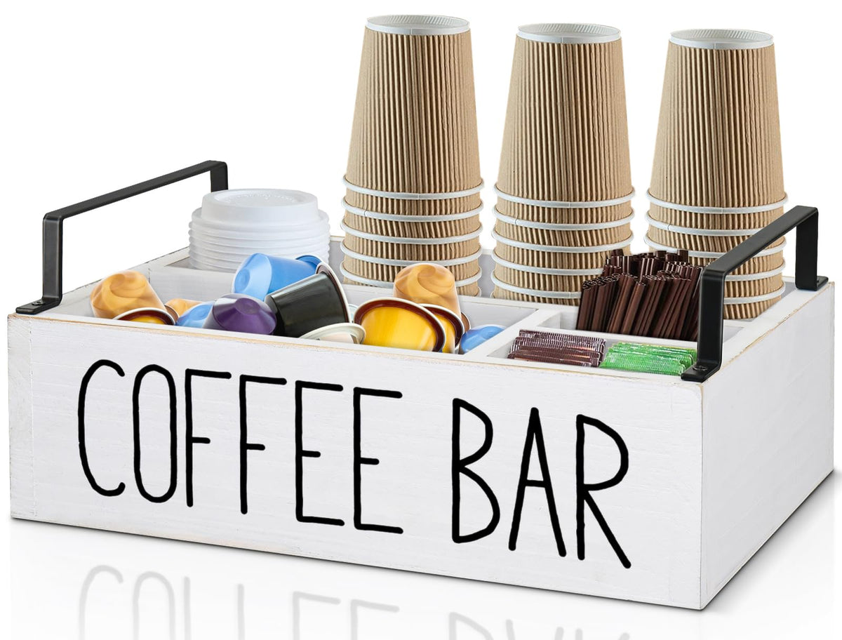 Lzhevsk front view organizer showing compartments and tidy coffee setup benefit