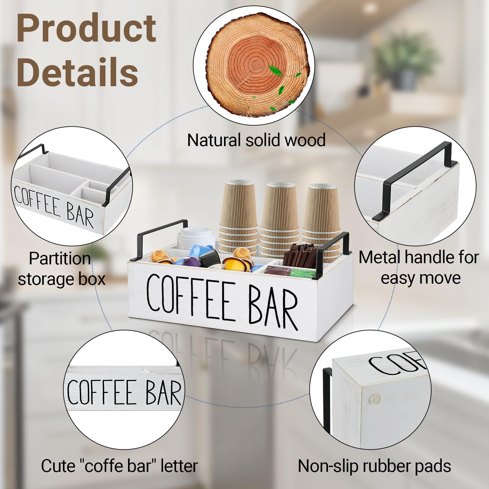 Lzhevsk on kitchen counter styled for a farmhouse coffee station aesthetic