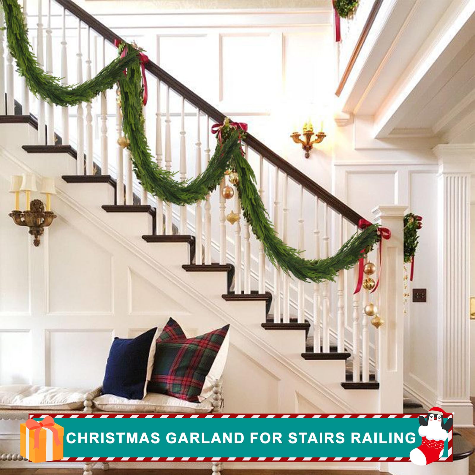LZNPA garland arranged into DIY wreath with hooks for fast mounting
