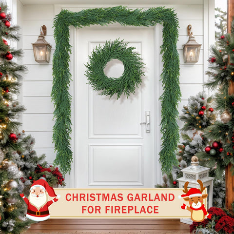 LZNPA garland draped on staircase creating instant holiday warmth