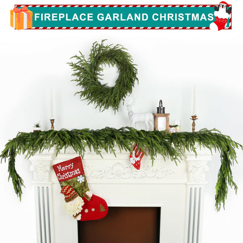LZNPA garland draped on mantel with lights creating cozy ambiance