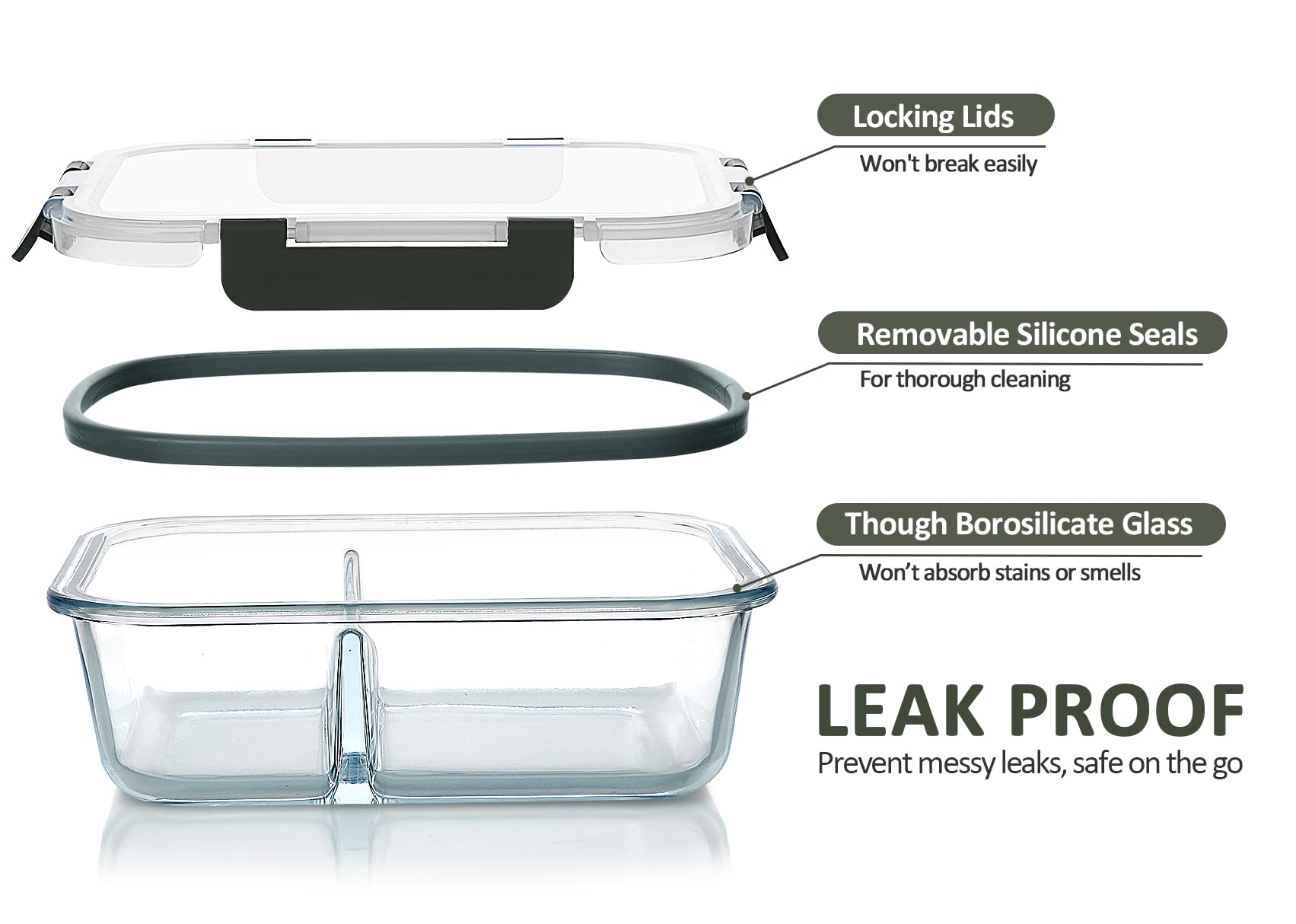 M MCIRCO close-up of snap-lock lid and silicone seal providing leak resistance