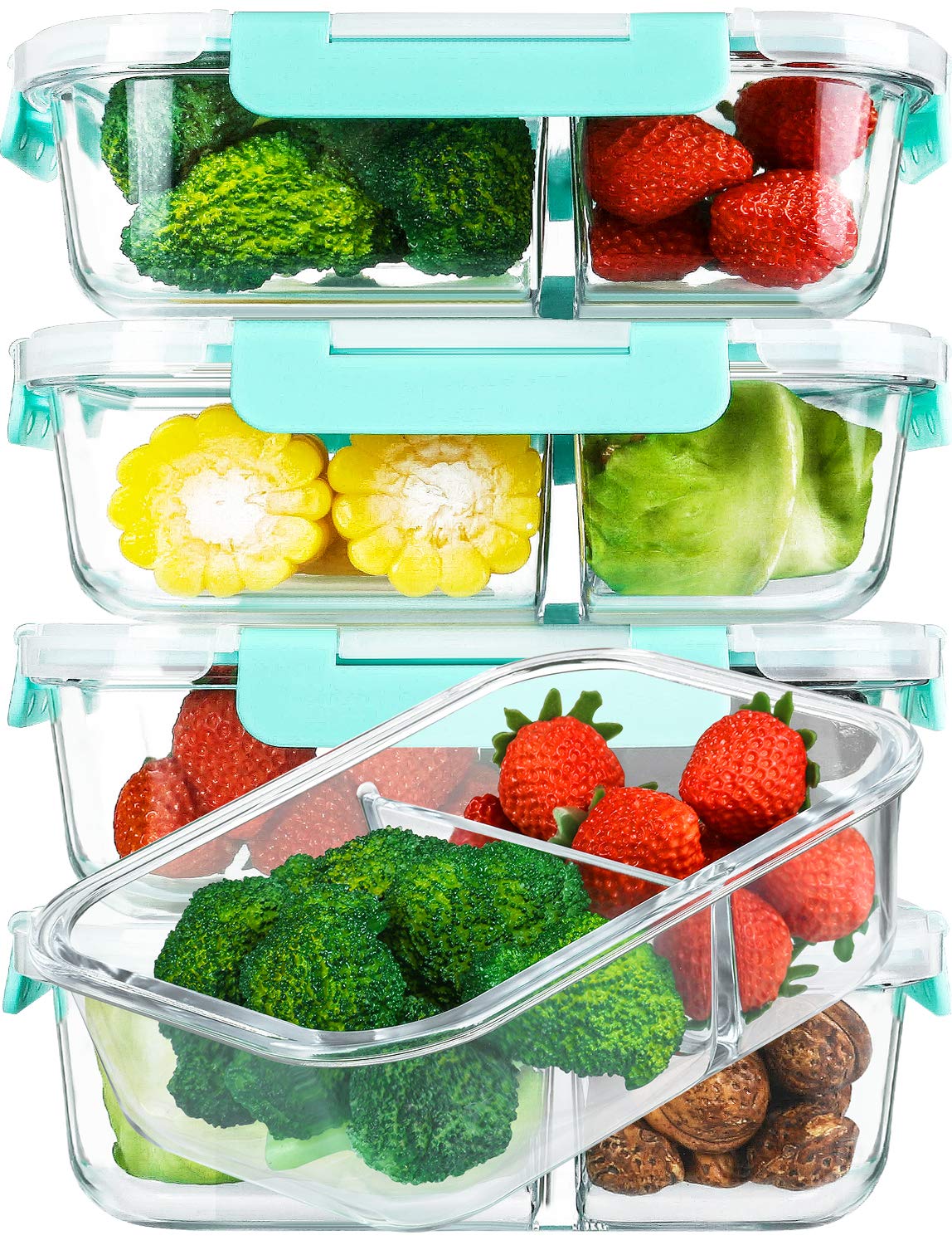 M MCIRCO front view of five 36 oz containers showing pack and lids, durable storage