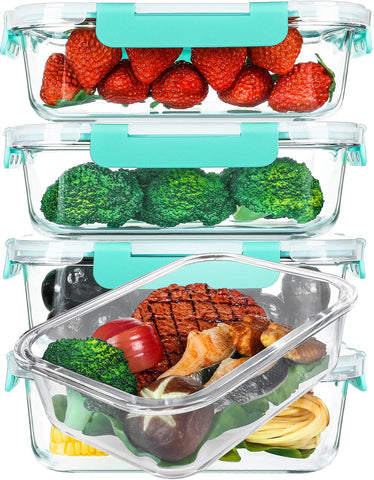 M MCIRCO front view of 36oz containers with green lids showing set benefit of organized storage