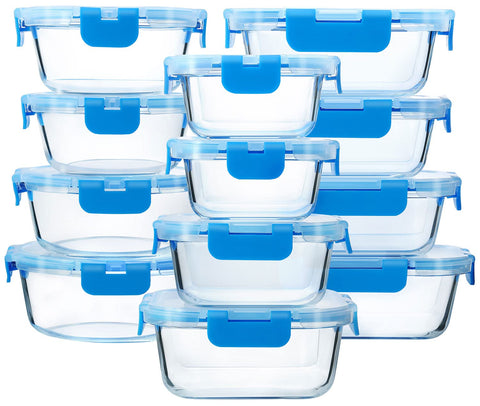 M MCIRCO front view of full set showing blue lids and containers for organized storage