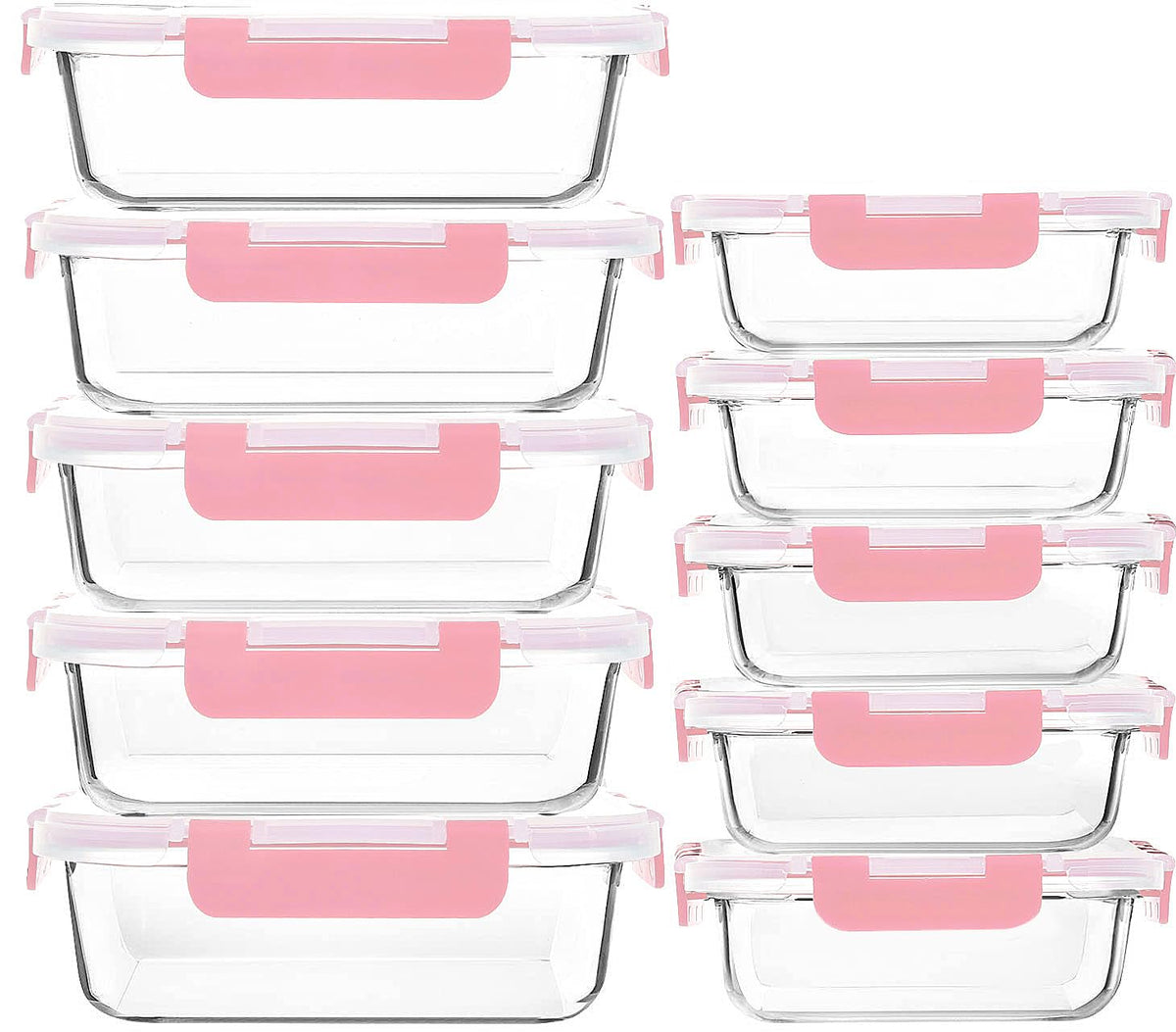 M MCIRCO front packaging showing pink glass containers and lids, neat storage benefit
