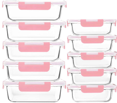 M MCIRCO front packaging showing pink glass containers and lids, neat storage benefit