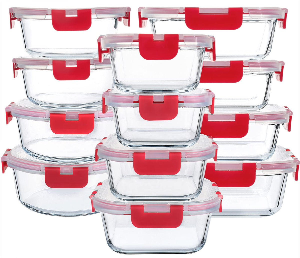 M MCIRCO front view showing red lids and full 24-piece set, organized benefit