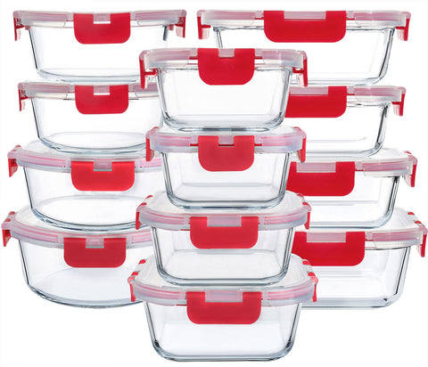 M MCIRCO front view showing red lids and full 24-piece set, organized benefit