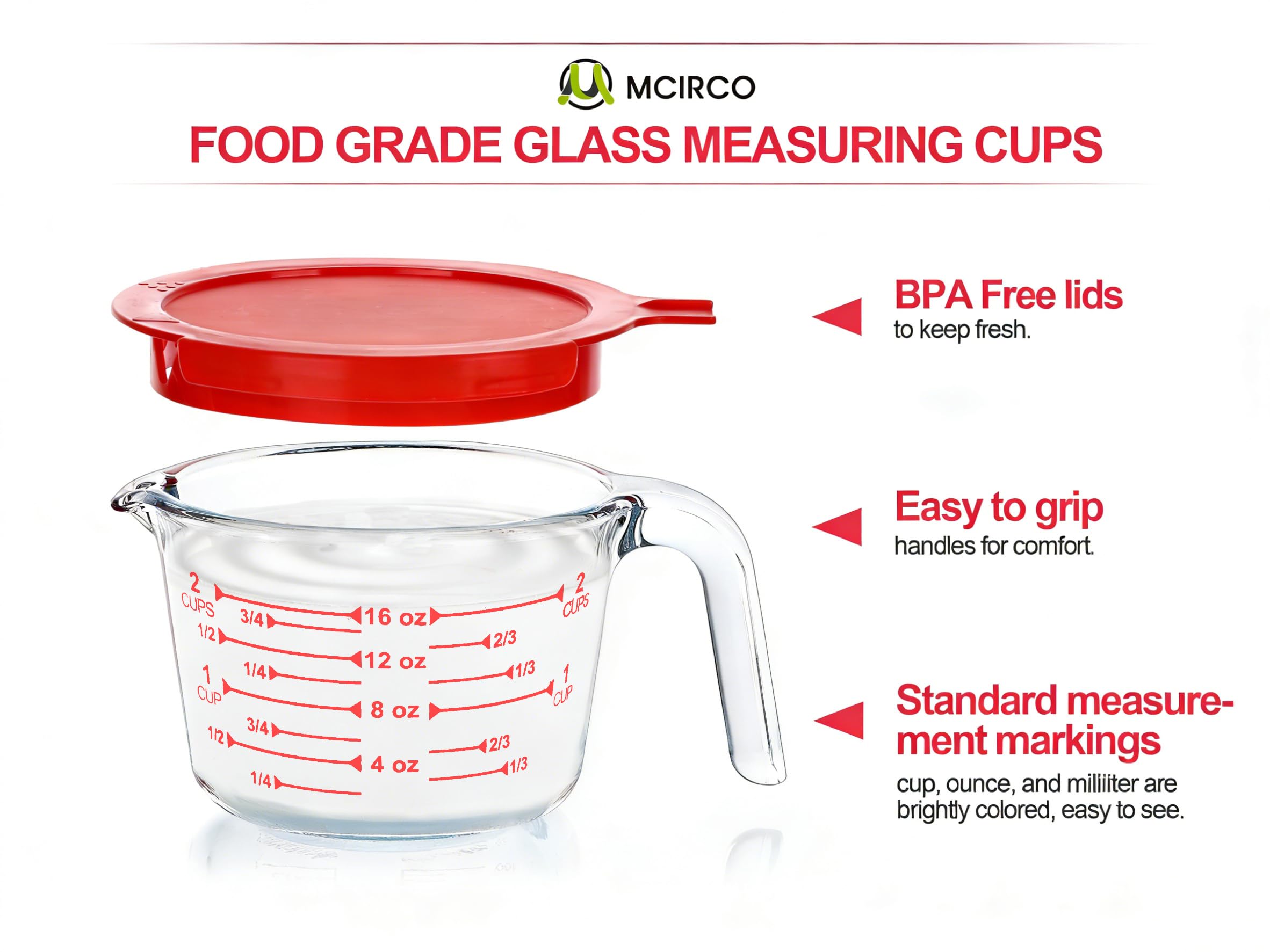 M MCIRCO ergonomic handle and curved spout for steady pouring without drips