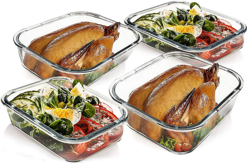 M MCIRCO glass container in oven with food, showing oven-safe cooking convenience