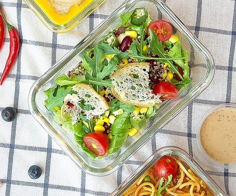 M MCIRCO containers beside measuring cups showing included size range for meal prep